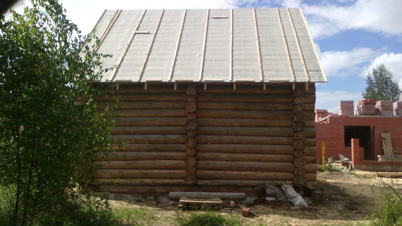 Баня 6х6м из бревна, построена в Ярославской области, 2018 г.