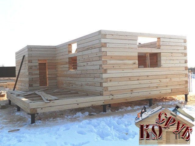 Дом из бруса 6х9 на свайном фундаменте