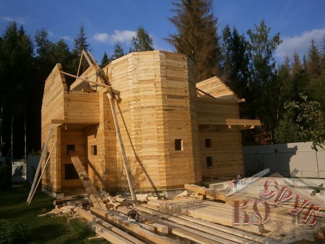 Баня из бруса 7х8 с эркером