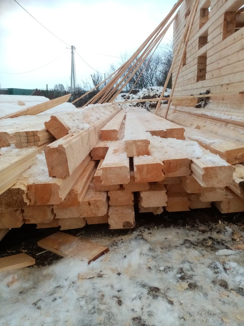 Установка дома из профилированного бруса 145х195 мм 9х10 м,  Московская обл. Январь 2020 г.