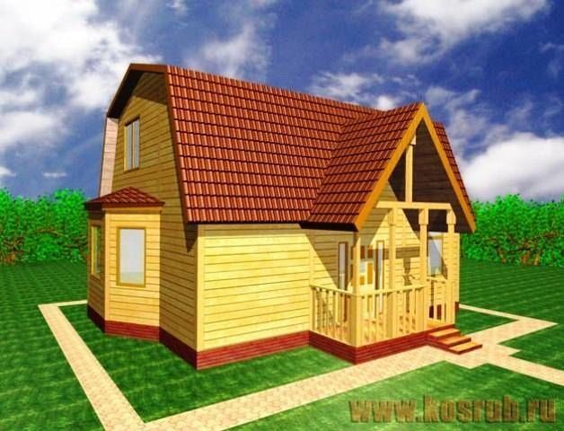 Дом из бруса 7x9 с эркером ДБ-31
